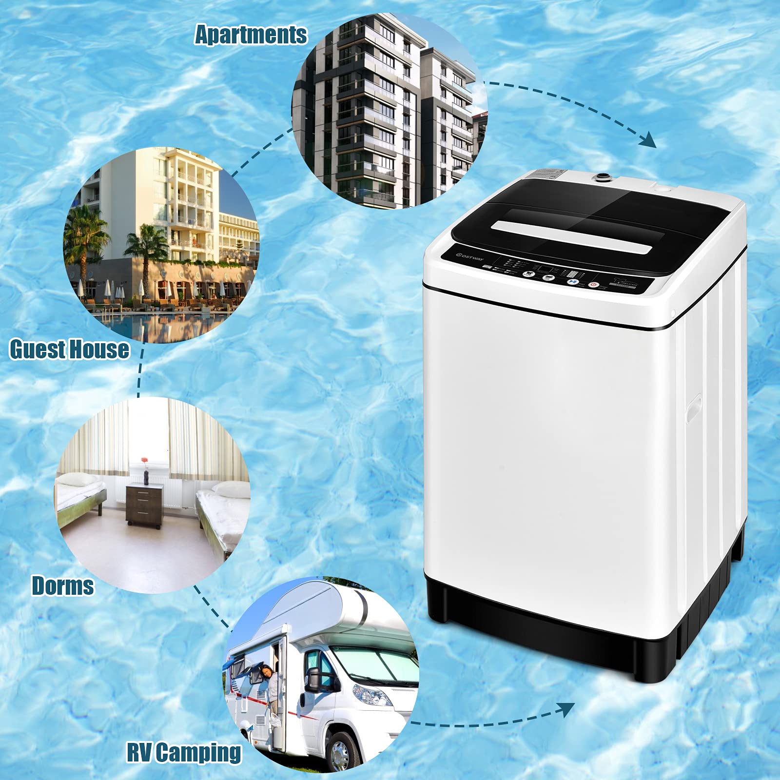 ARLIME - Lavadora portátil 2 en 1 de 1.5 pies cúbicos de capacidad, lavadora compacta y secadora giratoria con manguera de entrada y salida larga para apartamentos, condominios y dormitorios