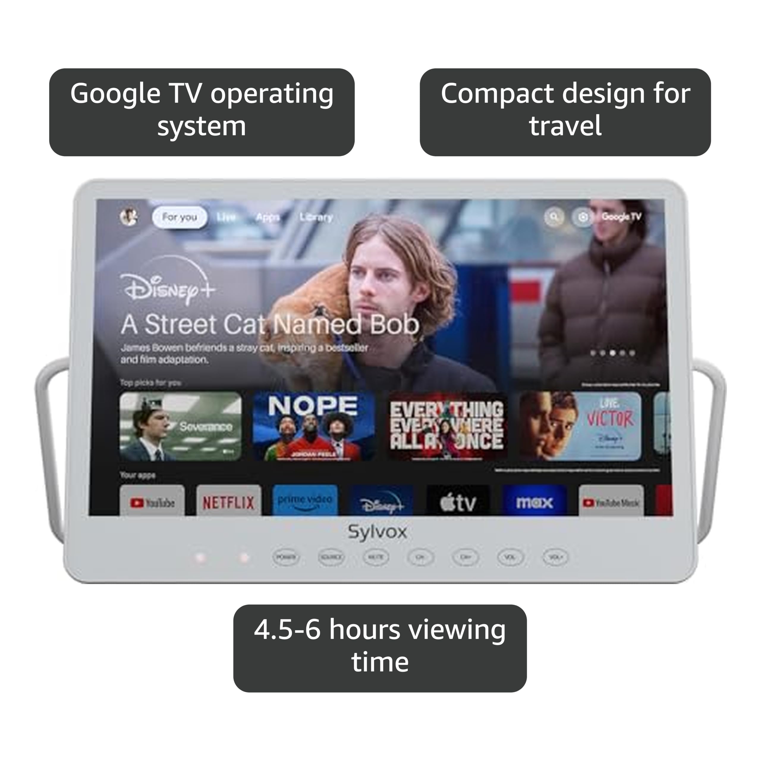 SYLVOX ポータブル防水モニター　15.6V型　1080p Amazon.com: SYLVOX Portable TV, 15.6'' Google TV, IP66 Waterproof