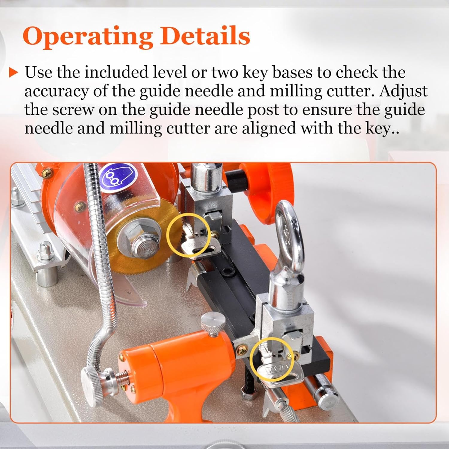 Image showing operating details for guide needle and milling cutter alignment