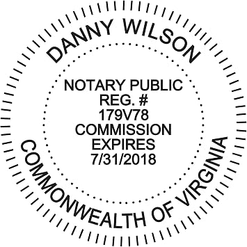 Round Notary Stamp for State of Virginia- Self Inking Stamp - Top Brand Unit with Bottom Locking Cover for Longer Lasting Stamp -