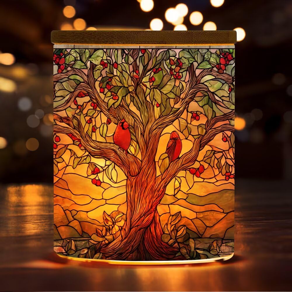 Photophore arbre de vie en verre teinté pour bougie chauffe-plat, porte-bougie cardinal, lampe pour Saint-Valentin, fête, centre de table, salon