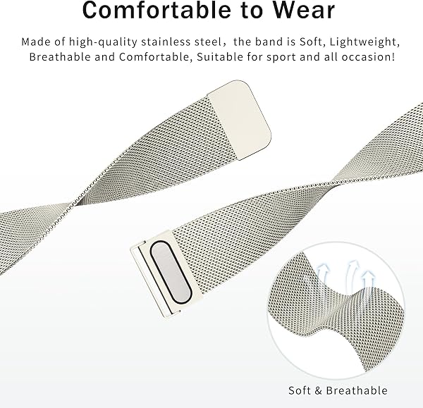 Metal Mesh Strap for Garmin Vivoactive 5/6/3 Music, Forerunner 55/165/245/645, Quick Release 20mm Replacement Stainless Steel Wrist Bnad For Venu SQ 2 Music - 5