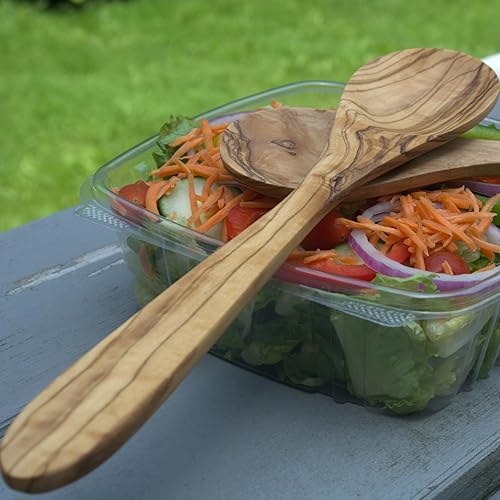 Miniatura 5 de Cucharas de madera de olivo de 12 pulgadas para cocinar | Cucharas grandes de madera para mezclar, sopa y revolver | Utensilios de cocina