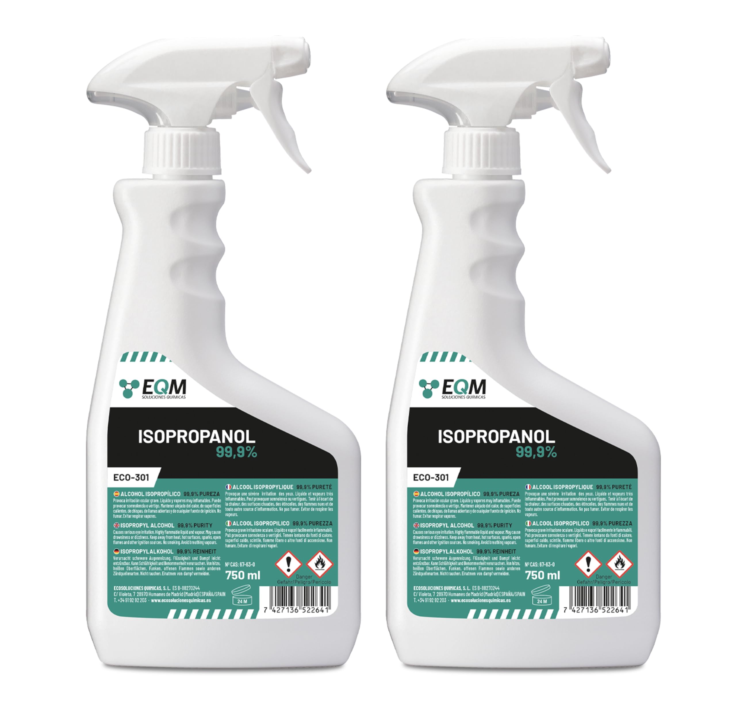EQM - ECO-301 - Alcohol Isopropílico 99,9% - 500 ML - Isopropanol - Limpieza componentes electrónicos, objetivos y pantallas - Limpieza de resinas en impresión 3D - Limpiacristales y desengrasante — view 11