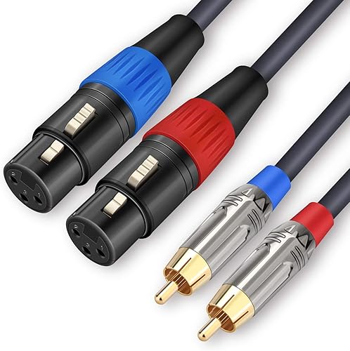 Cable doble XLR a RCA, cable doble XLR hembra a doble RCA macho, 2 XLR hembra a 2 RCA macho cable de audio HiFi, cable OFC 4N, para micrófono