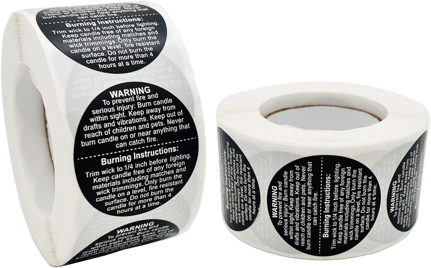 MYYZMY 1000pcs Candle Warning Labels, 1.5in Black Round Labels for Candle Jars & Containers