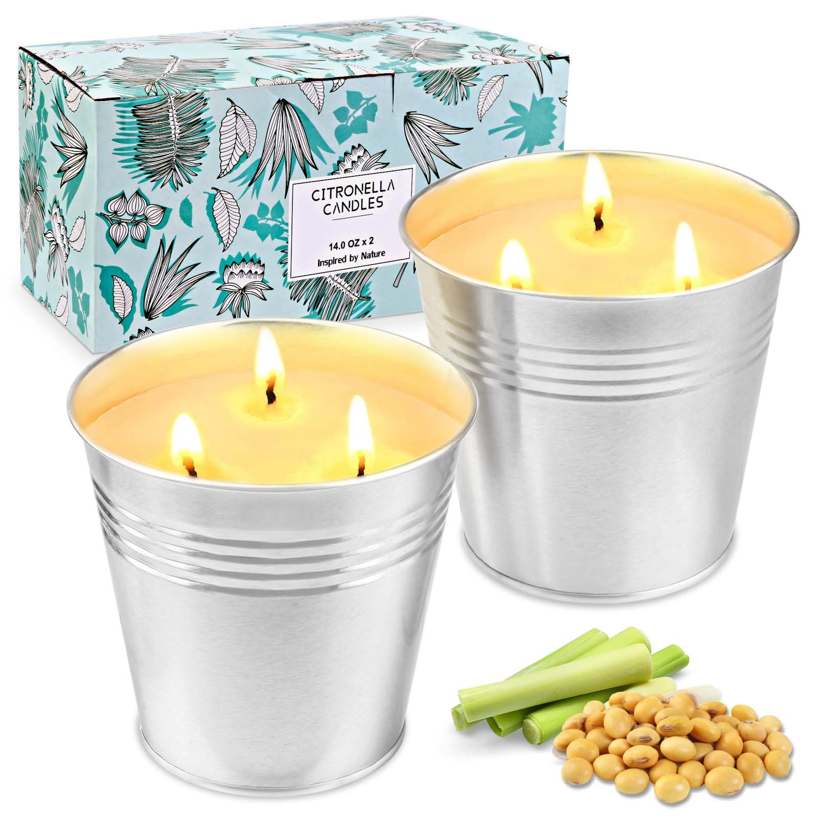 Bougies Citronnelle Anti-Moustiques - Cire De Soja Naturelle - 3x 2,5oz - Décoration Extérieur