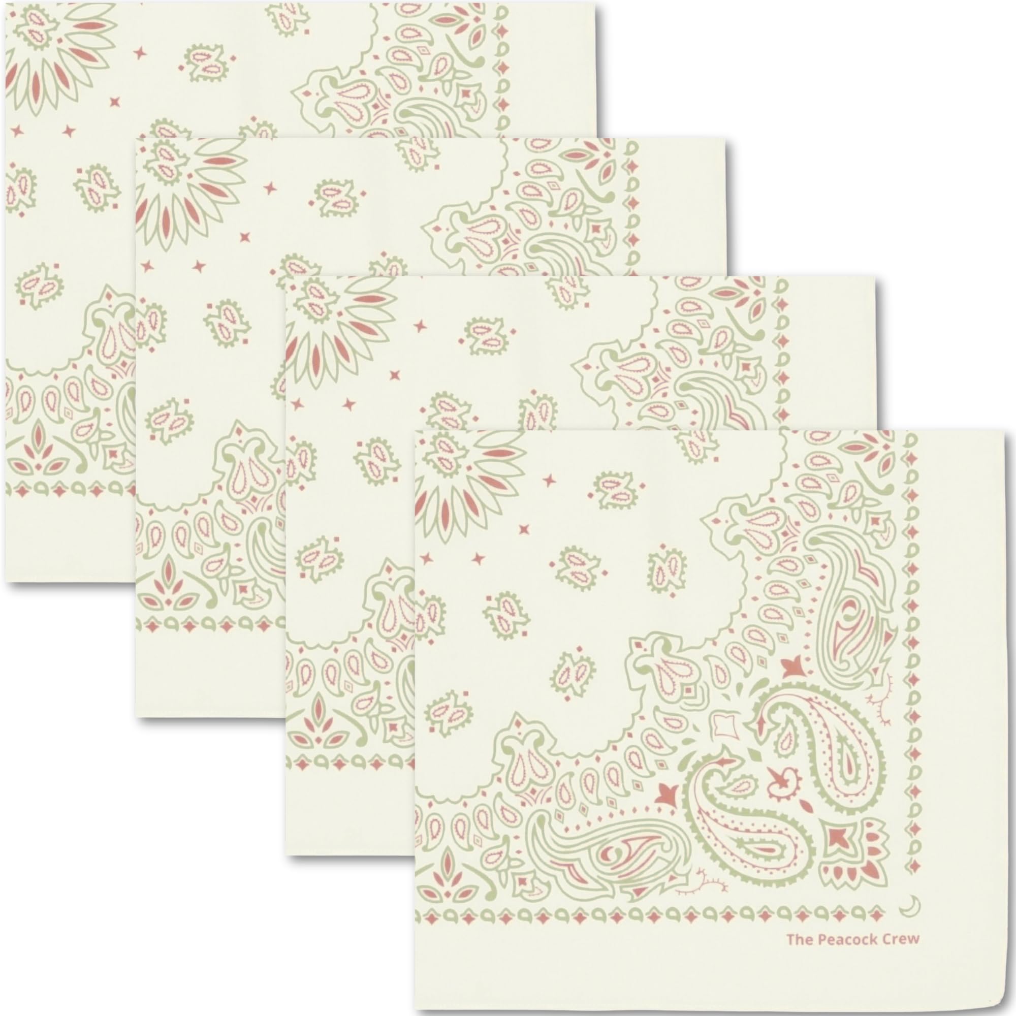 The Peacock Crew Premium Soft Cotton Bandanas Pack for Men and Women Paisley 22 x 22 inches