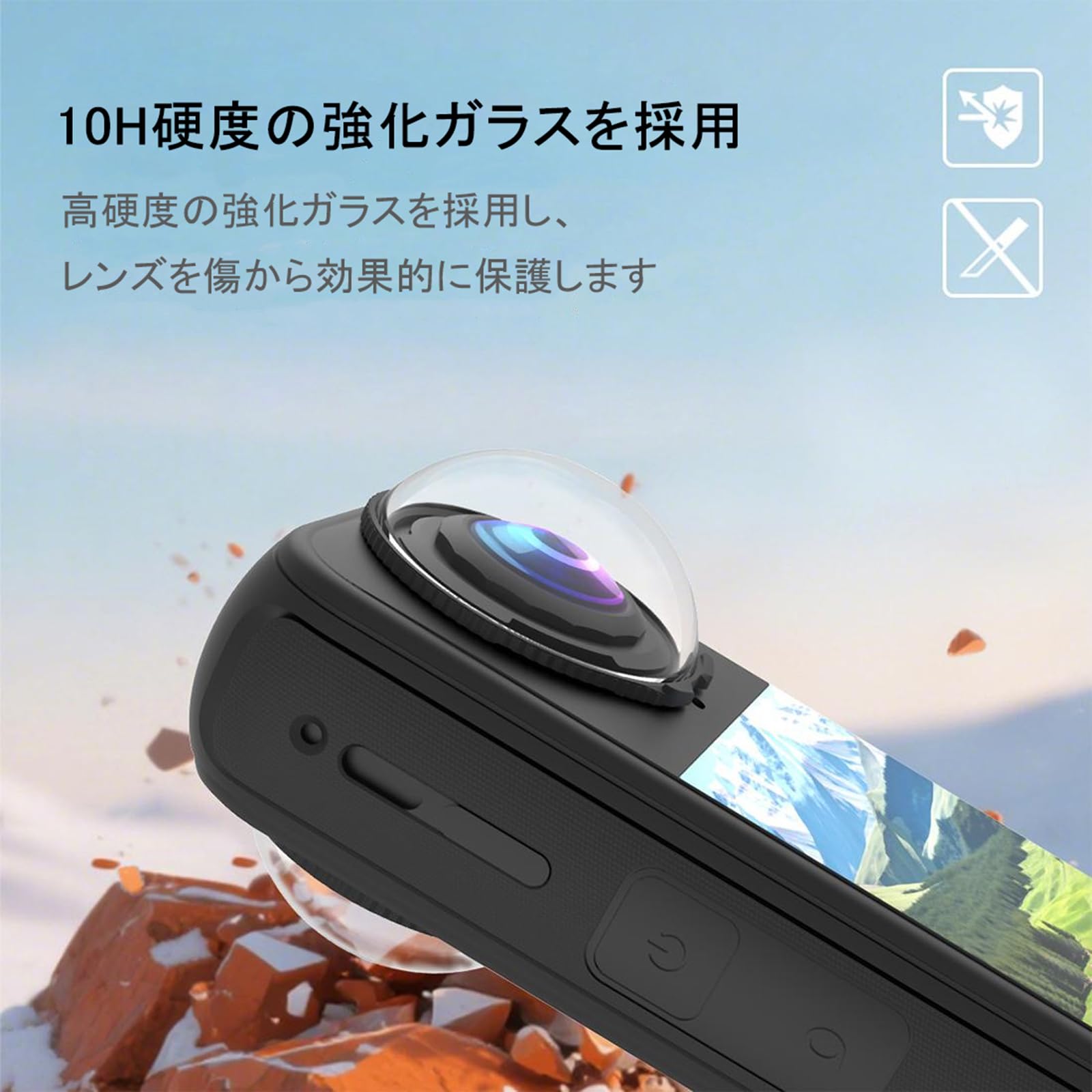 PULUZ Protezione per obiettivo Insta 360 X4 Air, protezione in vetro ottico di alta qualità, copertura antigraffio con durezza 9H, trasmissione della luce al 98%, copriobiettivo rotante di facile