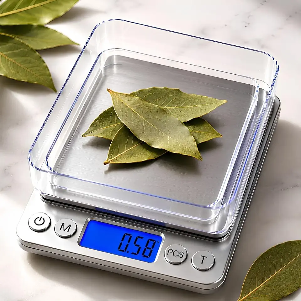 Balança Digital de Precisão 0,1g até 2kg Com Visor Luminoso, Sensores de Alta Precisão e Pesagem em Diferentes Unidades de Medidas Com 2 Bandejas e Pilhas