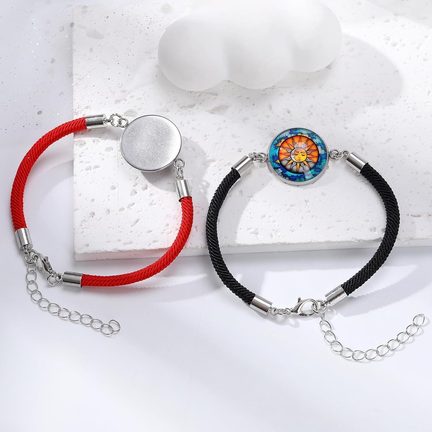 2 Pcs Couples Matching Bracelets for Couples BFF Pinky Promise Bracelets,Sun and Moon Bracelets,Sunflower Bracelet Birthday Friendship Jewelry for Women Men - Image 2