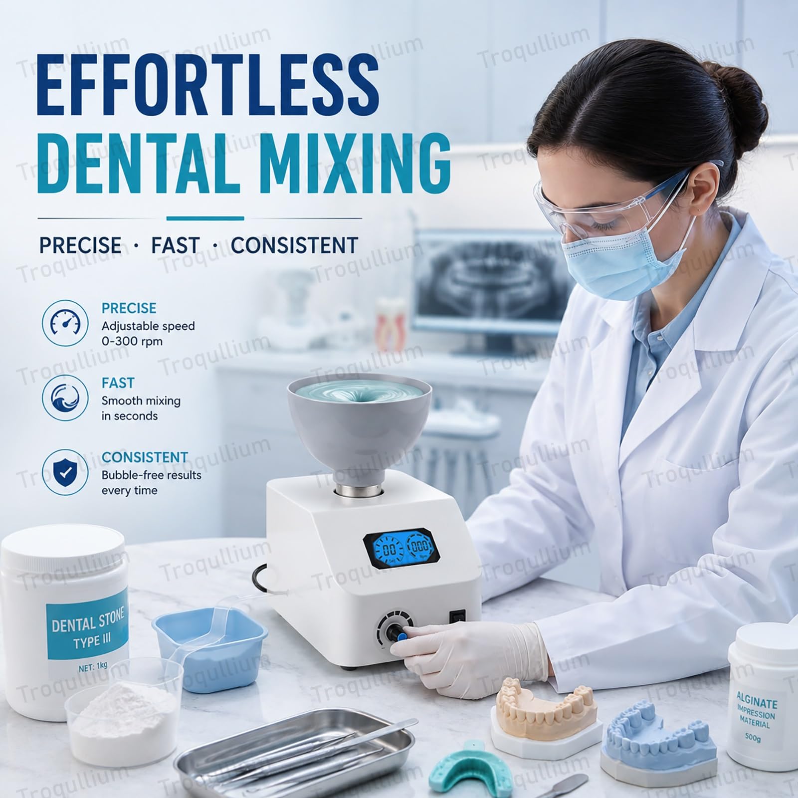 Miscelatore per intonaco dentale, miscelatore automatico di alginato, velocità regolabile, ideale per miscelare materiali di impronta di alginato e intonaco, capacità