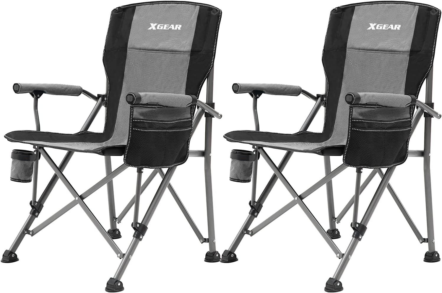 XGEAR Camping Chair Hard Arm High Back Lawn Chair Heavy