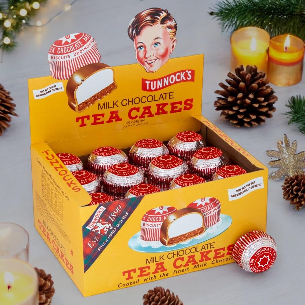 Tunnock's Real Milk Chocolate Tea Cakes 36 x 24g, Full box, Perfect for the Gift