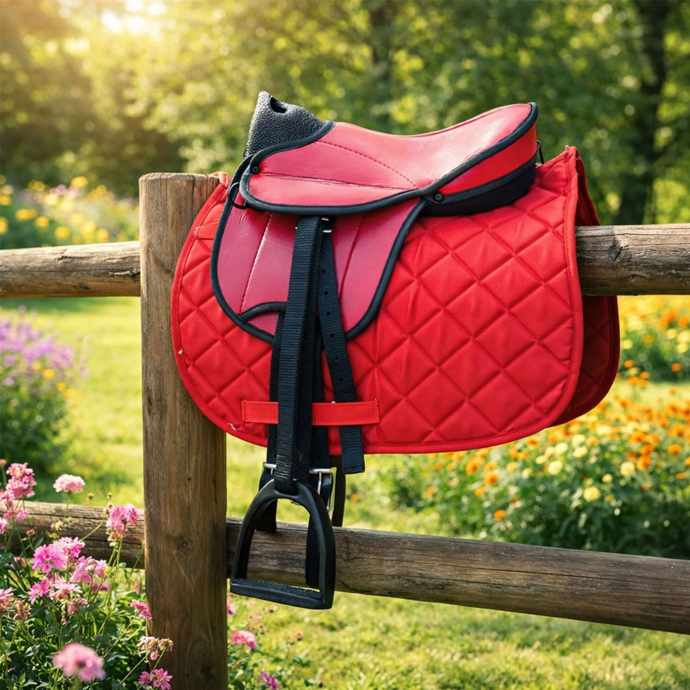 German Riding «My Little Pony» Set de silla de montar para Shetland, Rojo, 30.5 cm