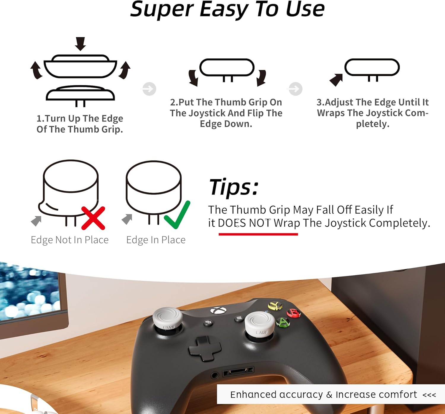 ELETIUO 8 Pack Protective FPS Thumb Grips Set Compatible with Xbox Series X/S,Xbox One,Xbox One X/S Controller,Anti-Slip Silicone Skin Thumbsticks Caps with 4 Designs,Custom Analog Stick Covers,Gray