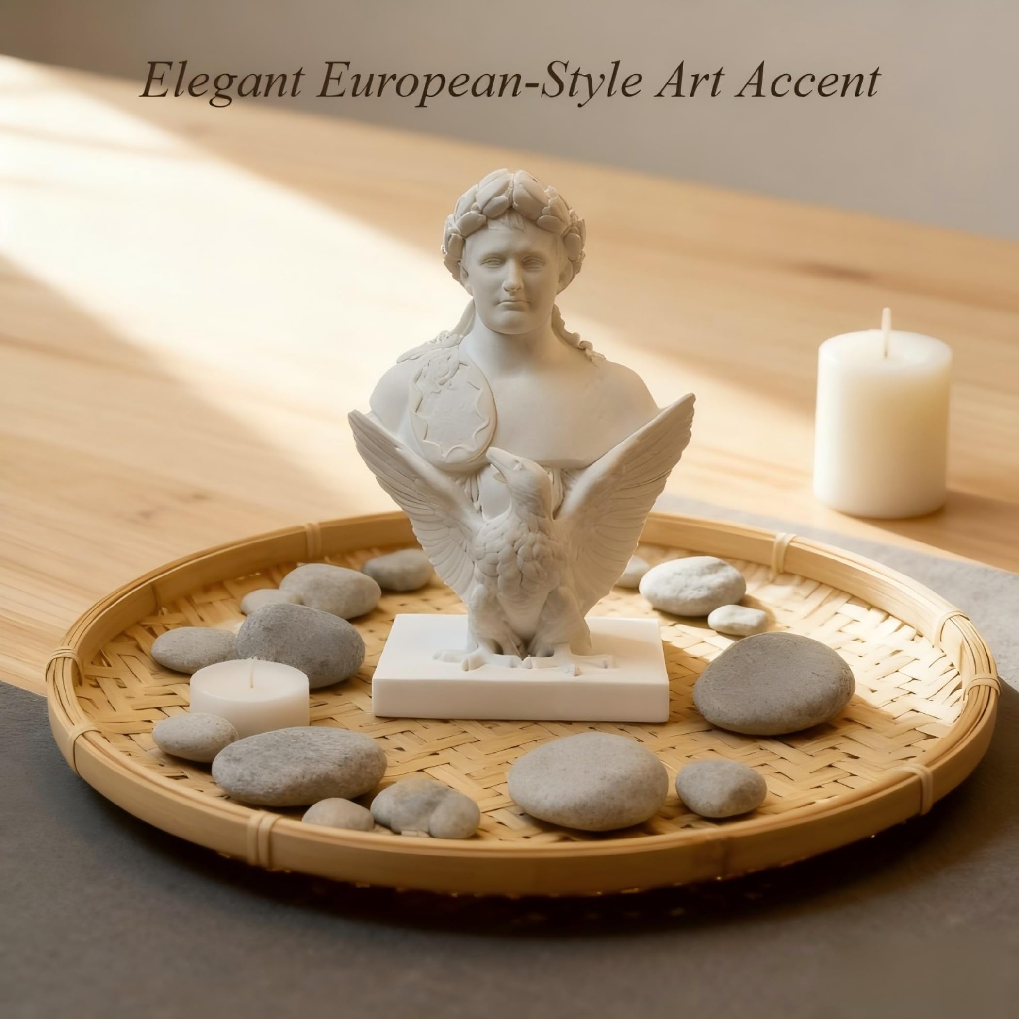 Klasyczny posąg popiersia dowódcy wojskowego – biała figurka z gipsu z orłem na cokole, miniaturowa europejska rzeźba historyczna do wystroju domu i biura, zaby