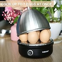 Vista 5 de VOBAGA Olla eléctrica para huevos, caldera rápida de huevos con apagado automático para huevos suaves, medianos, duros, escalfados, al vapor