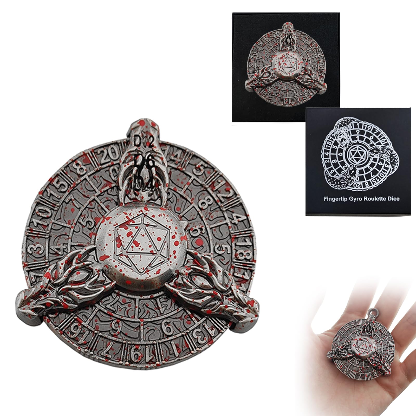 2025 Dragon Roulette Dice Spinner for DND Dice Set, 7-in-1 Dragon Metallic D&D Dice with Gift Case for Dungeons and Dragons Game, Gifts for RPG Role Playing Tabletop Games (Blood red)
