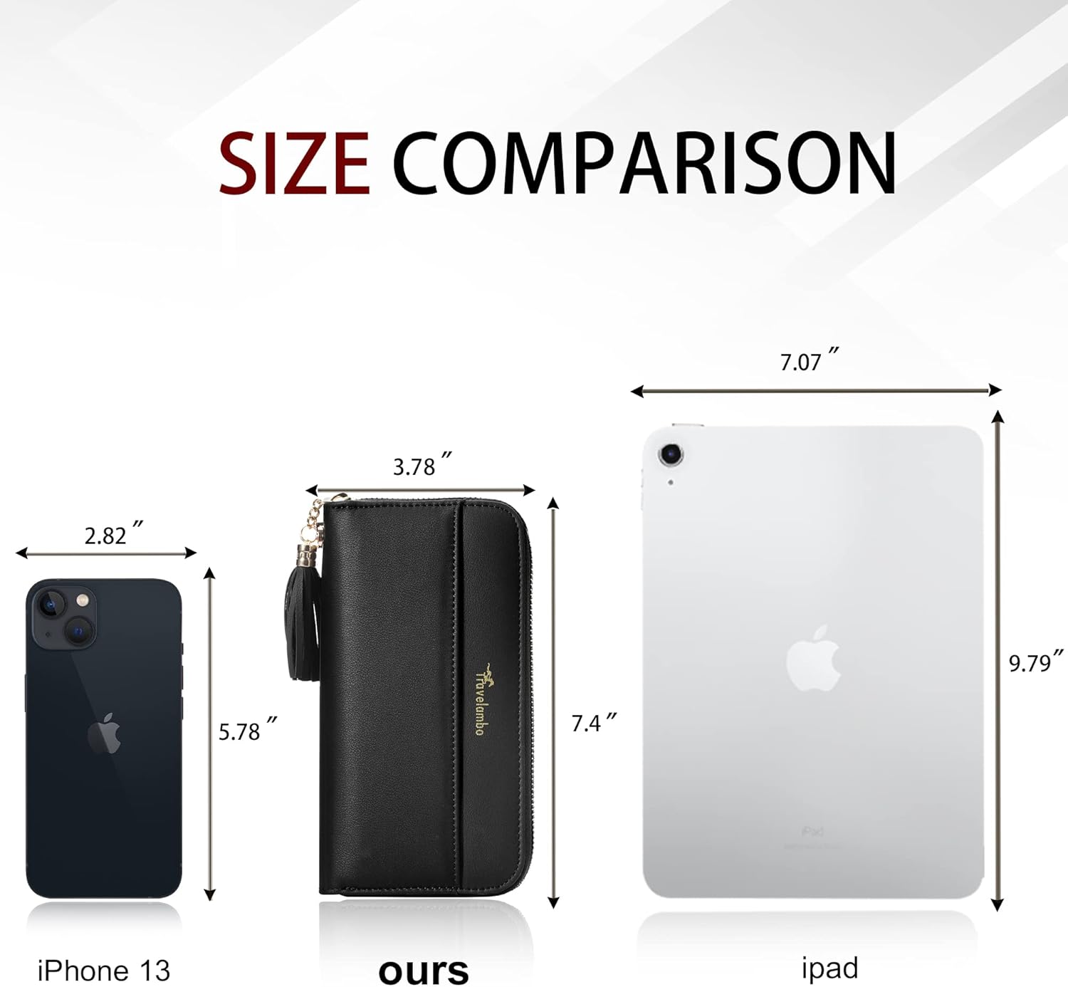 Travelambo Womens Wallet Tassel Bifold Ladies Clutch Wristlet Wrist strap Long Purse (Access Black)