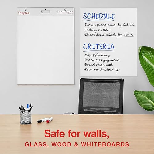 Miniatura 4 de STAPLES 958103 Stickies Easel Pads 25-Inch X 30-Inch White 30 SheetsPad 2 PadsCt