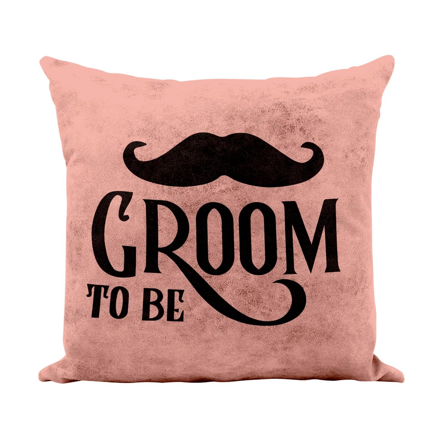 Coussin similicuir rose design moustache et papillon, décoration chic pour salon et fête