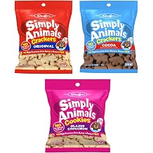 Stauffer's Simply Animals Variety Pack of 3 - One Bag of Each - Original, Cocoa, and Glazed Cinnamon - Great For Snacking Anywhere and Anytime