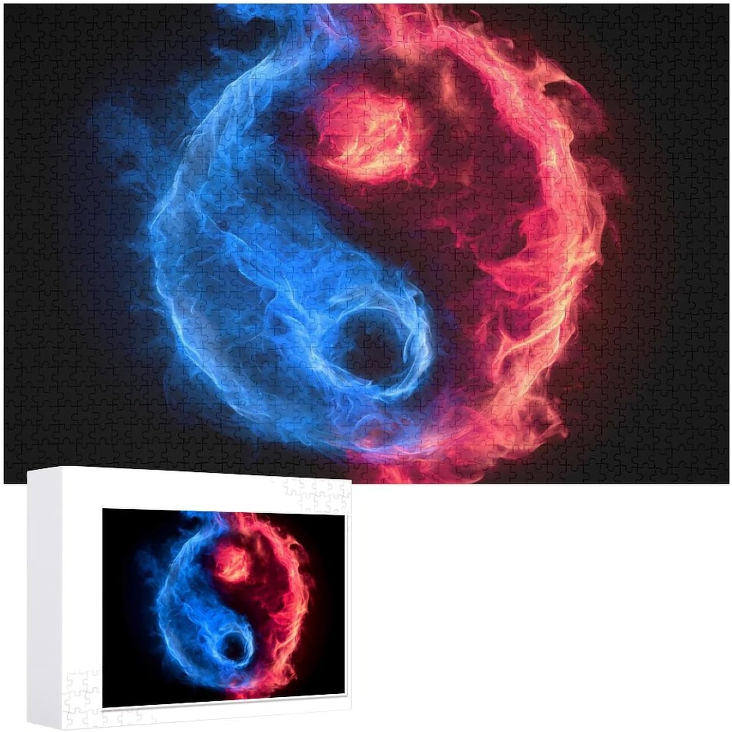 Fire Yingyangs Puzzles for Adults 1000 PCS Wooden Jigsaw Puzzle Wall Decor Christmas