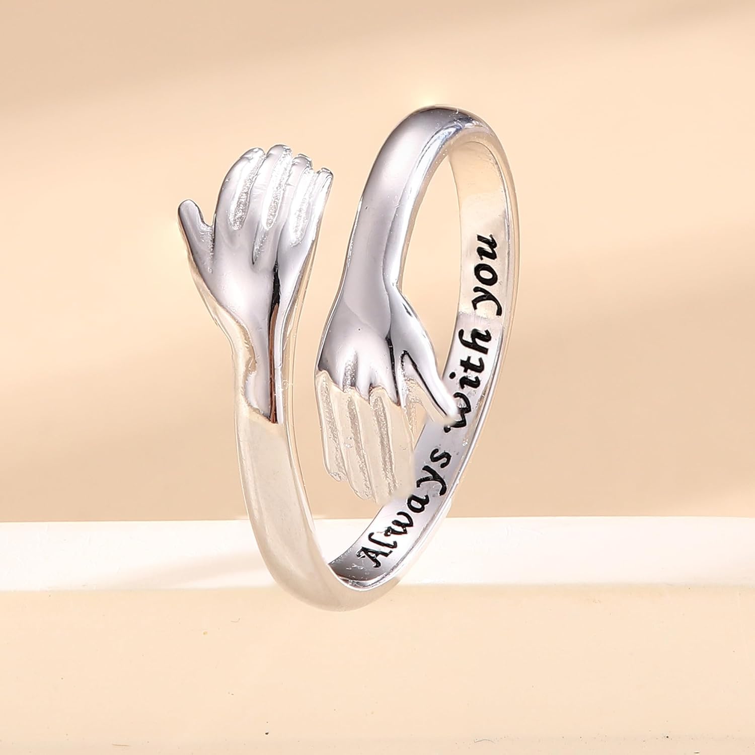 YADOCA 925 Sterling Silver Hug Rings for Women Adjustable Ring Hope Love Heaven Promise Friendship Rings Jewelry Birthday Valentines Gifts for Daughter Granddaughter Mom Wife Sister Teen Best Friend - Image 7
