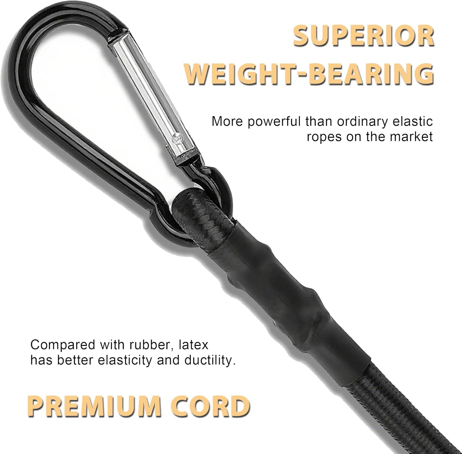 2pcs Black Bungee Cords with Closed Hooks – 48in 120cm – Durable & Elastic for Multipurpose Use