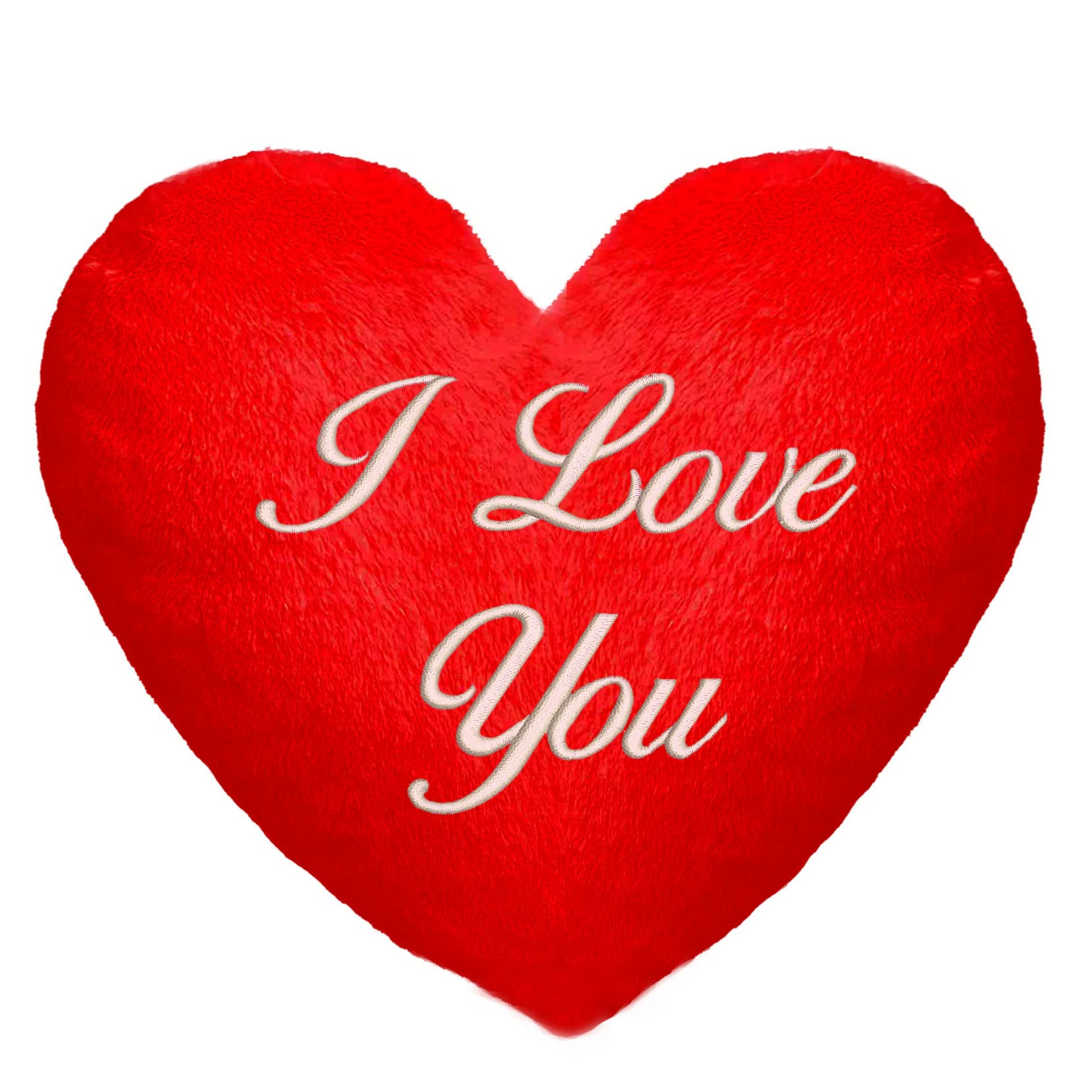 Ferocity I Love You Valentine's Day Gift For Him Or Her - Pillow (35 X 40 Cm) In Heart Shape Embroidered Text; Fluffy Minky; For Anniversary, Birthday, Mother's Day [091]