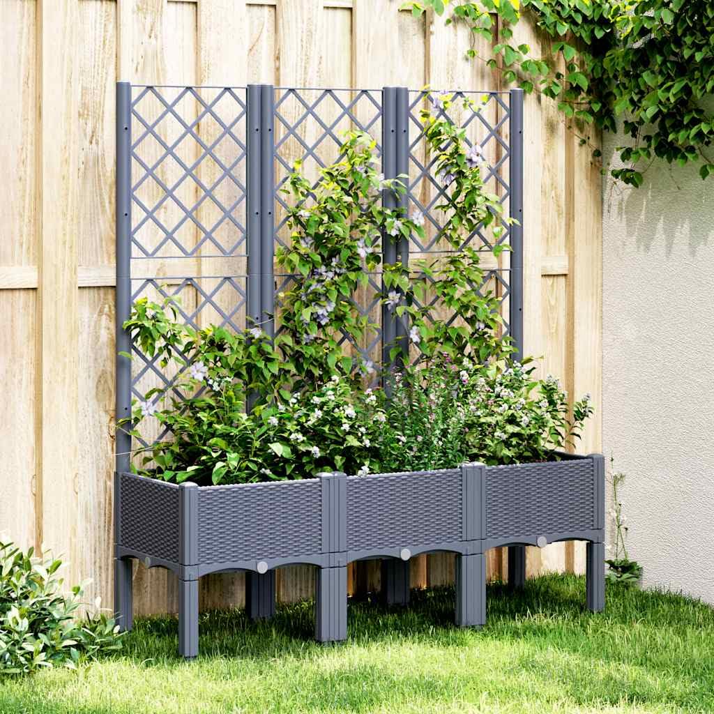 Fioriera con traliccio, 120 x 40 x 142 cm, in polipropilene, fioriera rialzata da giardino, balcone, aiuola rialzata per giardino, balcone, fioriera con drenaggio