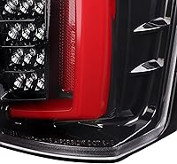 Vista 5 de SPEC-D TUNING Luces traseras LED color negro perla con barra de luz LED roja compatible con Toyota Tacoma 2016-2022, conjunto de par izquierdo +