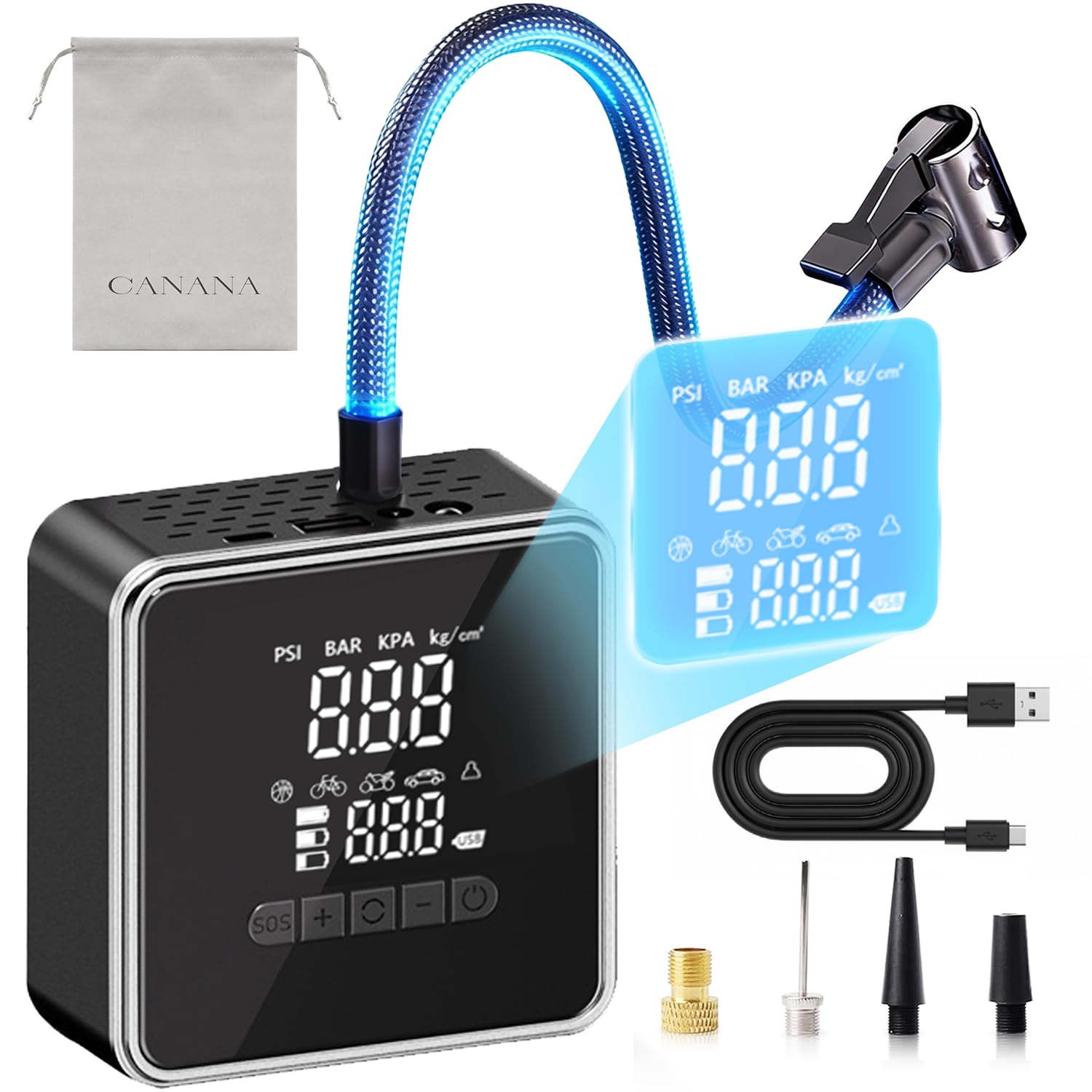 Amazon.co.jp: CANANA 自転車 空気入れ 電動空気入れ【驚きのパワー