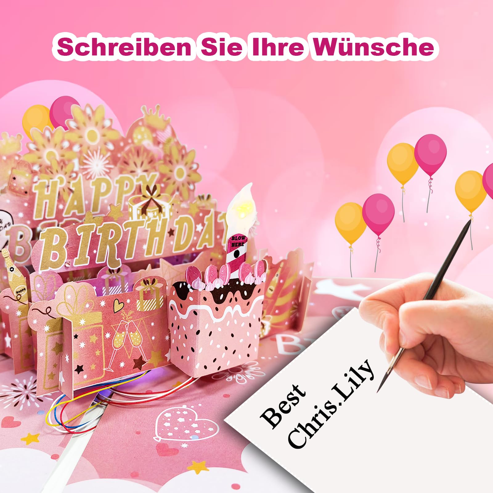 Pop-Up-Geburtstagskarte Mit Musik & Licht – 3D-Bauernhof-Design, Inkl. Blasbarer Kerze, Maße 21 X 14,8 Cm