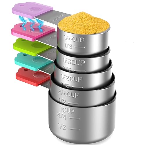 Magnetic Measuring Cups, 5 Stainless Steel Nesting Measuring Cup Set