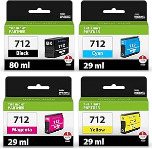 Amazon.com: 712 Ink Cartridges Combo Pack (4-Pack, 80-ml Black, 29-ml ...