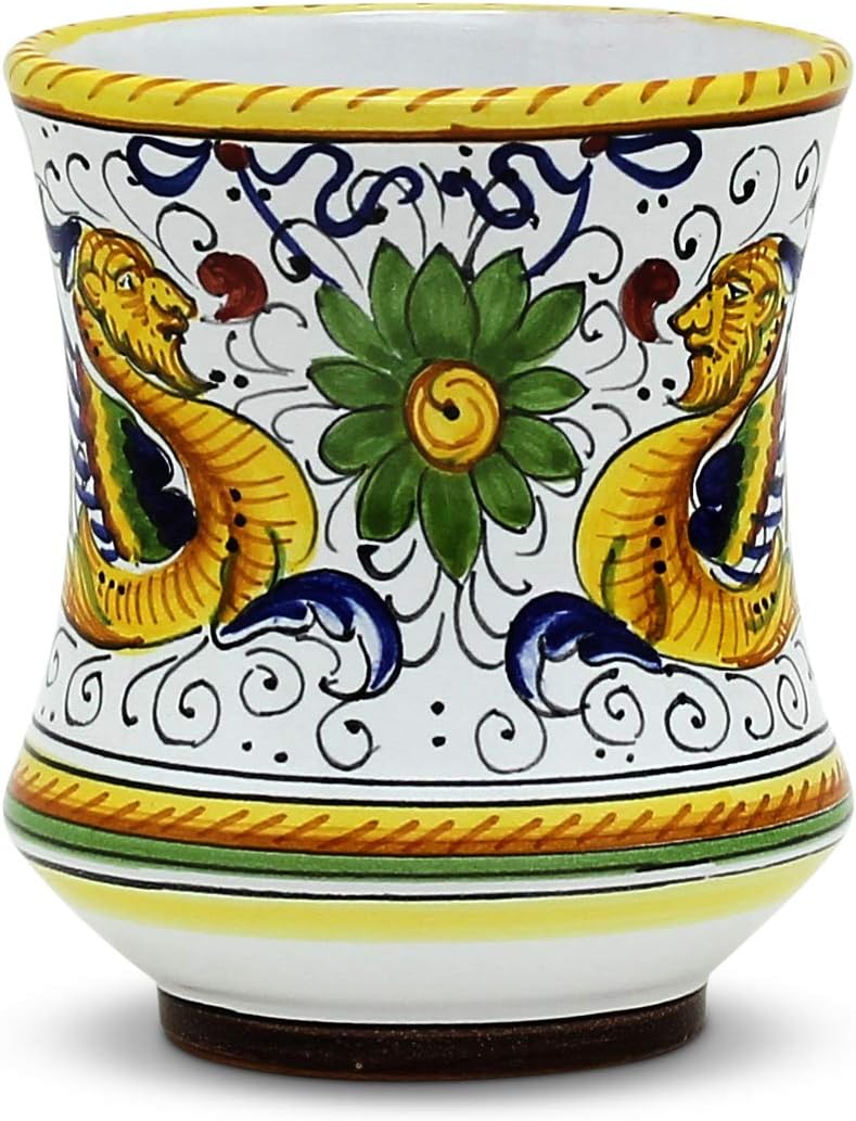 RAFFAELLESCO DELUXE: Concave Deluxe Large Mug (16 Oz) [0575/L-RAF] ~ Authentic hand painted in Deruta, Italy. Original design. Shipped from the USA with Certificate of Authenticity.