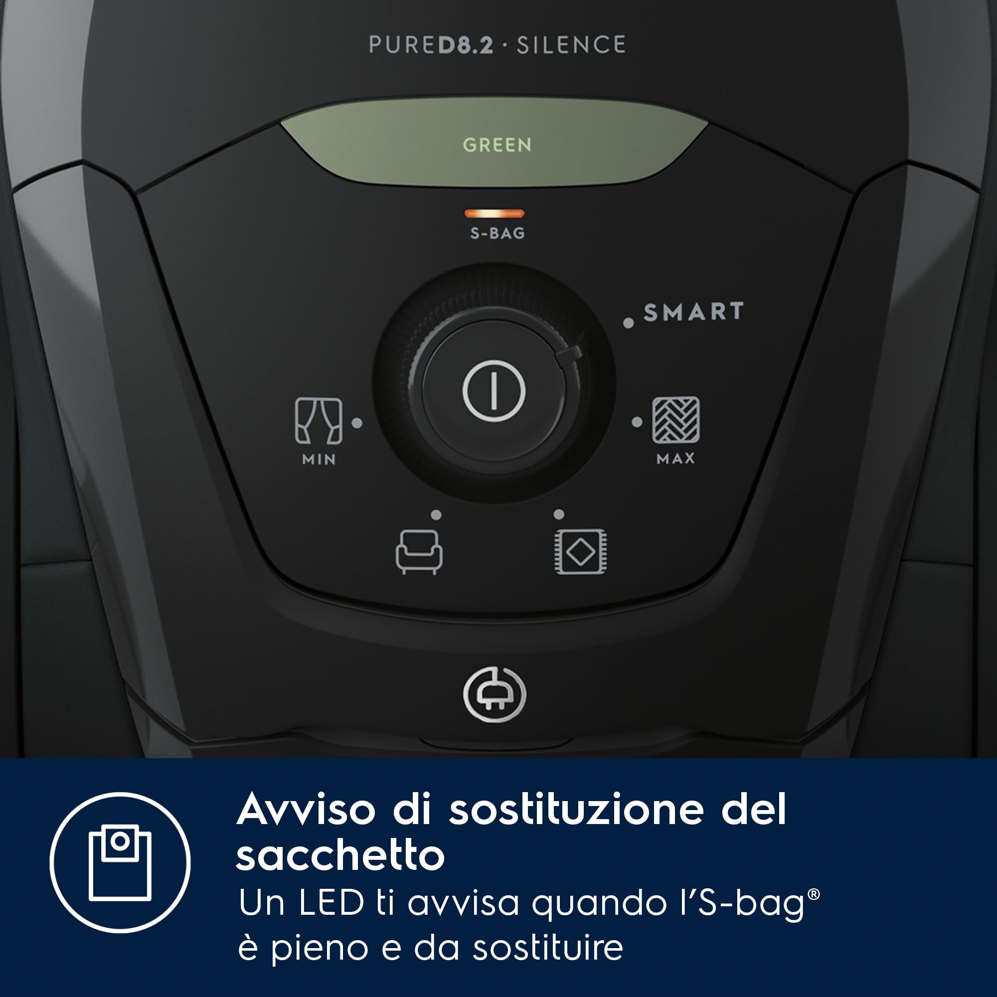 Electrolux PD82-GREEN, Aspirapolvere con Sacco Pure D8.2, Potenza Massima 600 W, Sistema di Aspirazione AeroPro, 2 Spazzole e Accessorio 3in1, Silenzioso 57 dB, Filtro HEPA