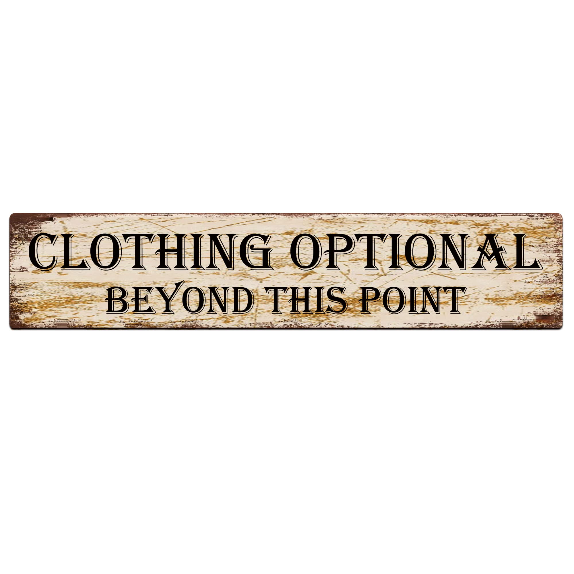 KILSPU Clothing Optional Beyond This Point Retro Metal Tin Sign Vintage Sign for Home Coffee Wall Decor 4x16 Inch / 10x40 cm