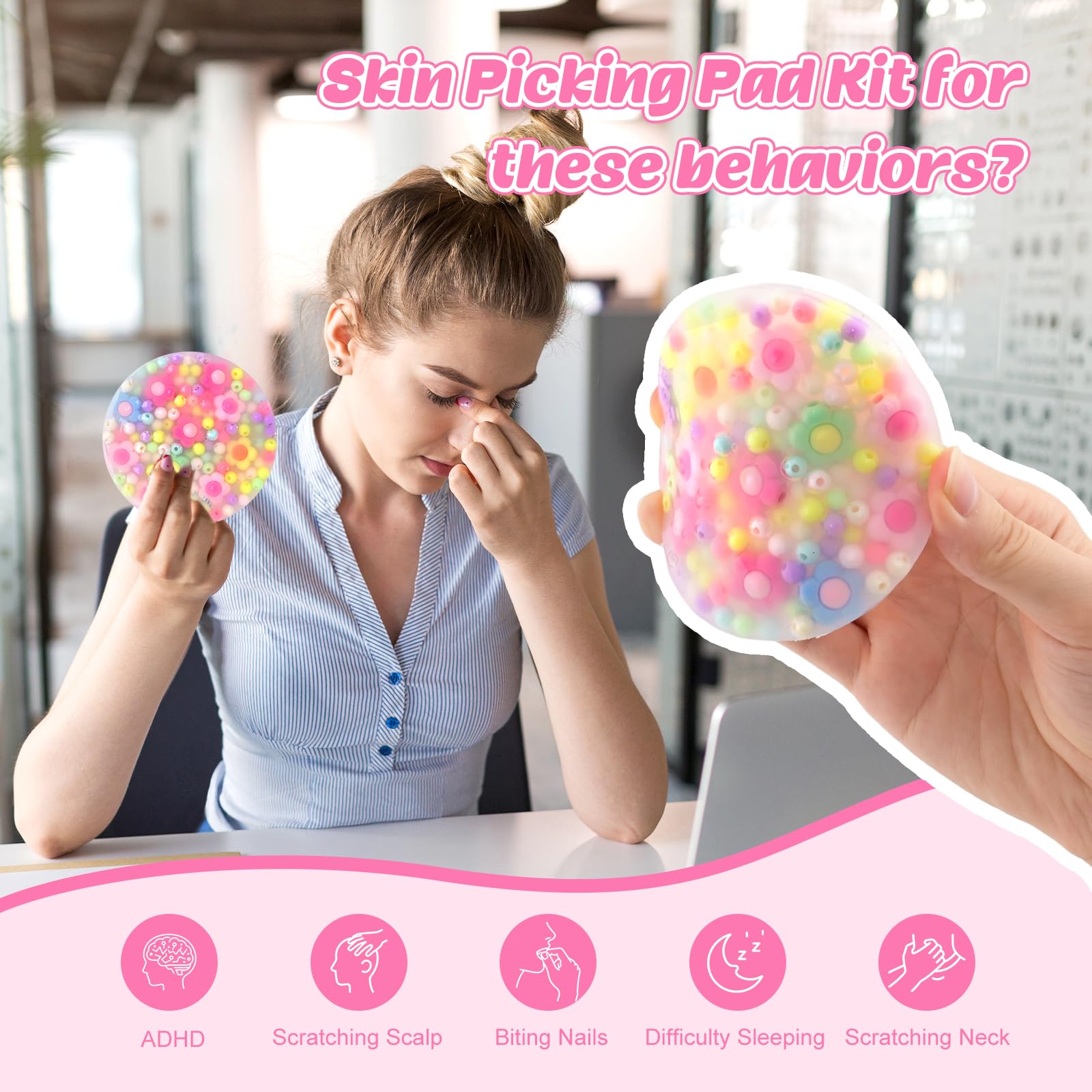 NACHLYNN 1 Pcs Picking Pad Picky Pads Kit Skin Picking Fidget Toys for Skin Scratching Stress and Anxiety for Adults and Kids (Candy Colors) - Image 3