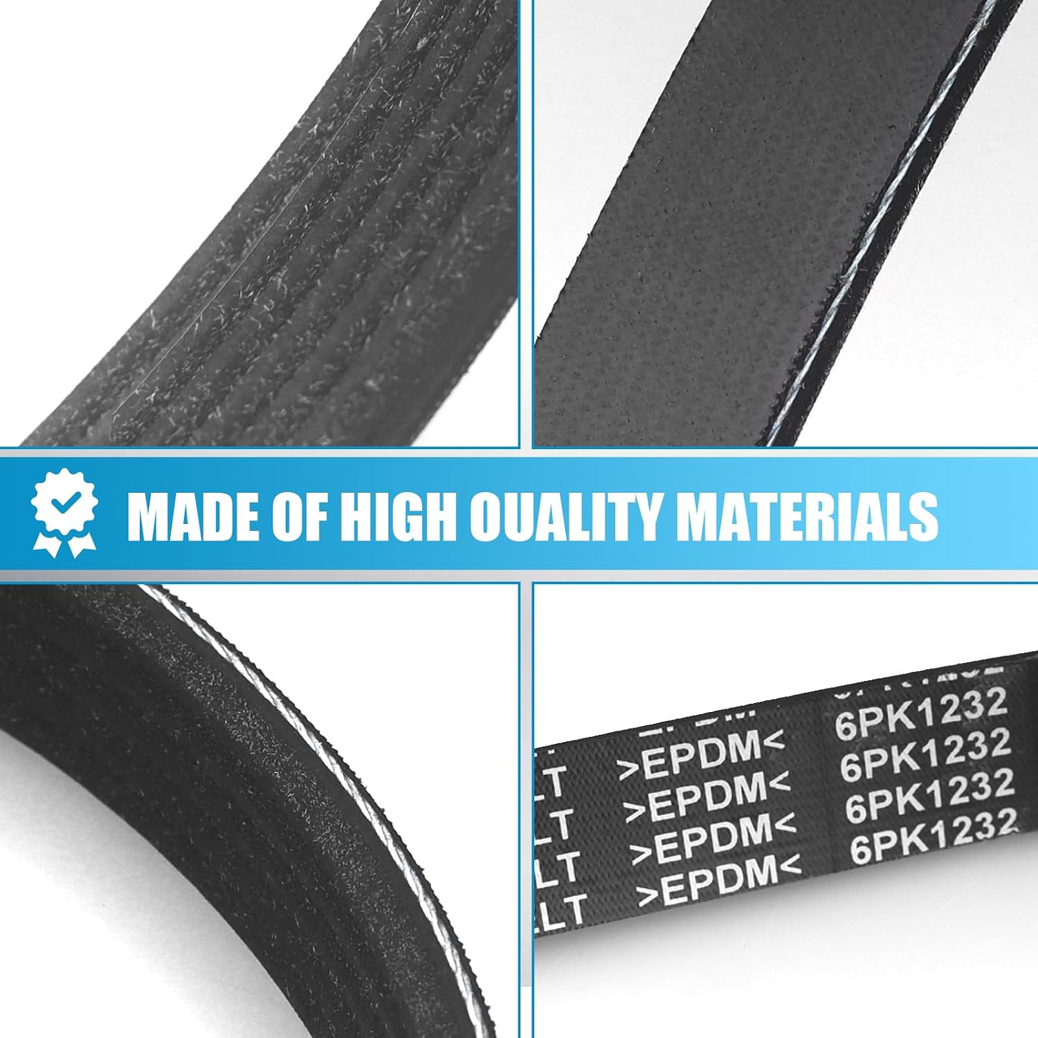Engine Serpentine Drive Belt Compatible with Toyota Corolla 2011-2019 Matrix 2011-2014, Chrysler Sebring, Dodge Attitude 2015-2021, Stratus, Volvo, Mitsubishi Mirage More - 6PK1232 1060485