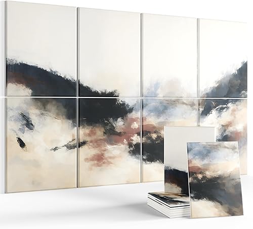 Vista 10 de Paneles acústicos de arte para pared, paneles de pared insonorizados de 47 x 31 pulgadas, paquete de 8 con 50 pestañas adhesivas extraíbles seguras