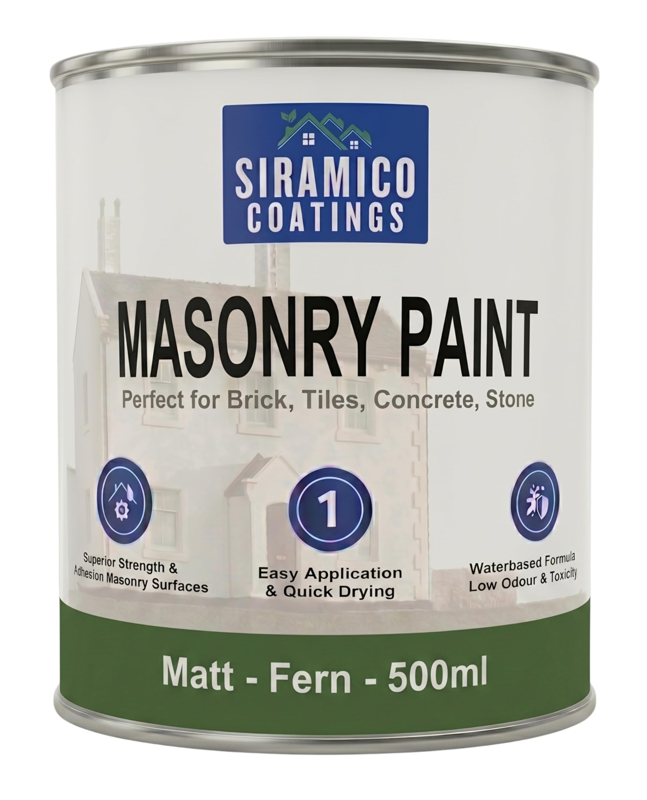 Siramico Coatings Fern | Masonry Paint | Smooth White | 500 Ml |10 Year Protection Of Masonry Surfaces | Washable Paint (, 500Ml)