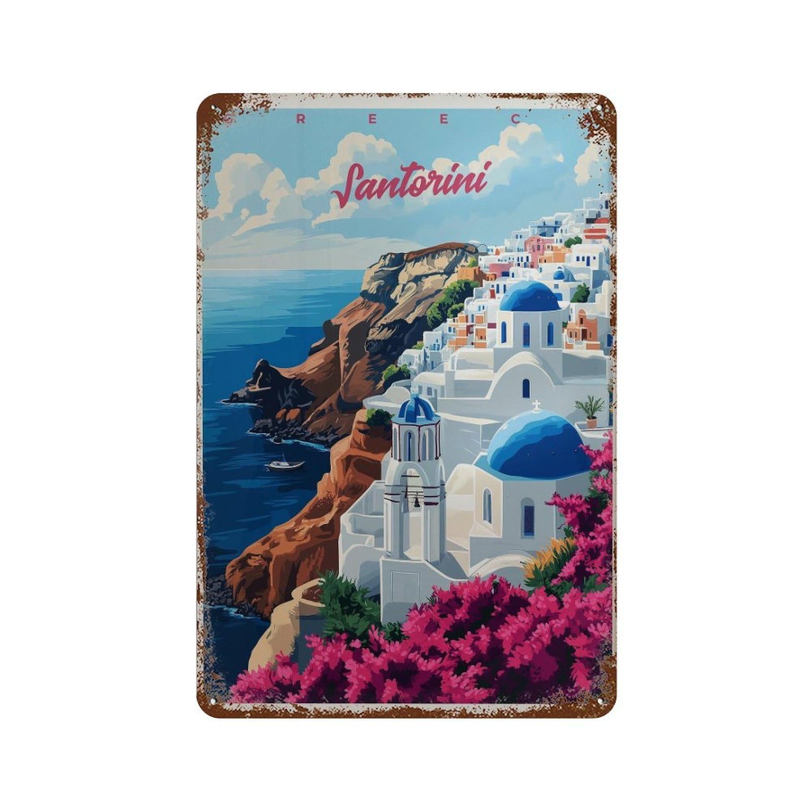 xiaoxiaoshen Santorini Greece Travel Oia (2) Wall Decor Art Metal Tin Poster Modern Home Decor Art Home Bar Shop Decorations Vintage Sign 30x20cm