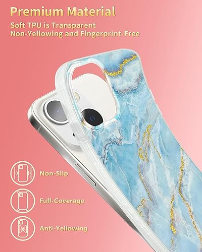 Miniatura 16 de SCORPIFY Funda para iPhone 14 [compatible con MagSafe] con diseño de mármol azul fantasía, bonita funda magnética para teléfono para mujeres, niñas