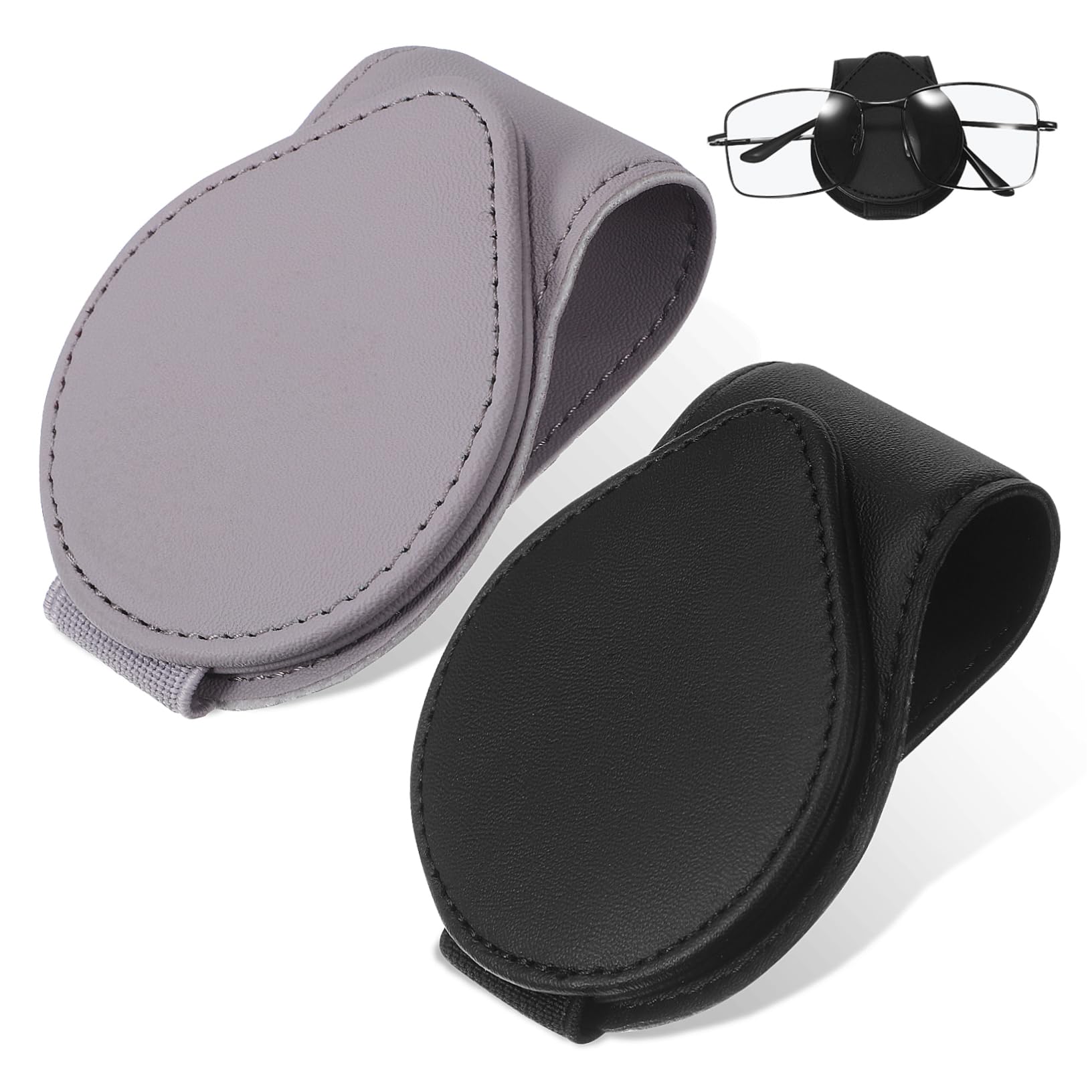 iplusmile 4pezzi Portaocchiali Per Auto Pu Pelle Supporto Per Da Sole Clip Per Visiera Auto Con Scomparti Per Biglietti e Carte Protezione Ottimale