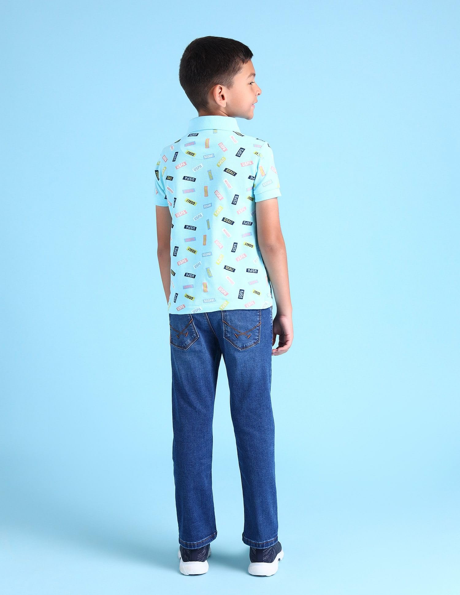 U.S. POLO ASSN. Boys Printed 100% Cotton Pique Hs AOP Polo T-Shirt (UKTSHON0353_LT. Blue_12T) 3