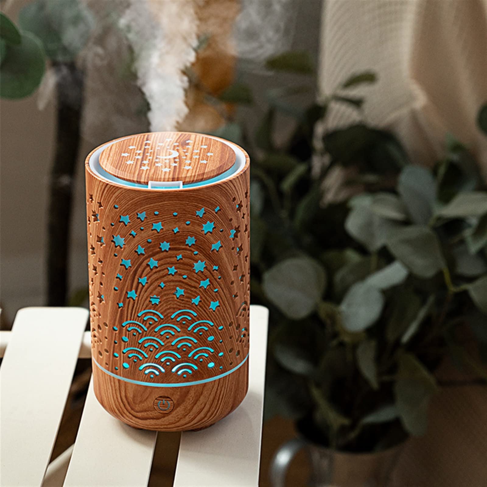 Nawilżacz mgiełki 230 ml wydrążony aromaterapia drewna USB nawilżacz powietrza ultradźwiękowy chłodna mgiełka aromat dyfuzor olejków eterycznych vaporizer nawilżacz (kolor: B)
