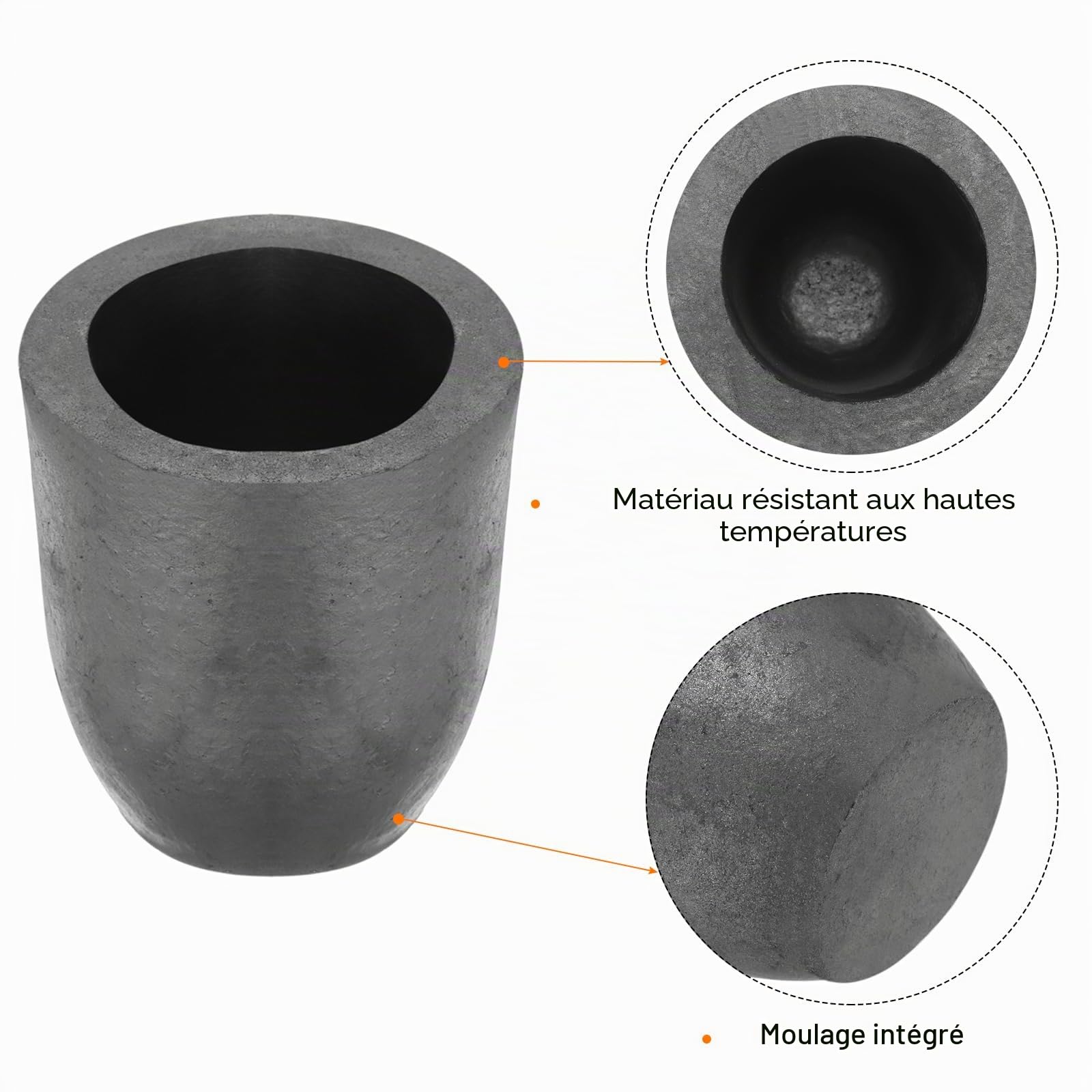 QUARKZMAN Crucible en Graphite Silicium, 1.3kg Creuset pour Coulée de Cuivre, Creuset pour Fusion de Métal, Moule pour Fusion D'Or, D'Argent, 1.97 Pouce ID x 3.15 Pouce H